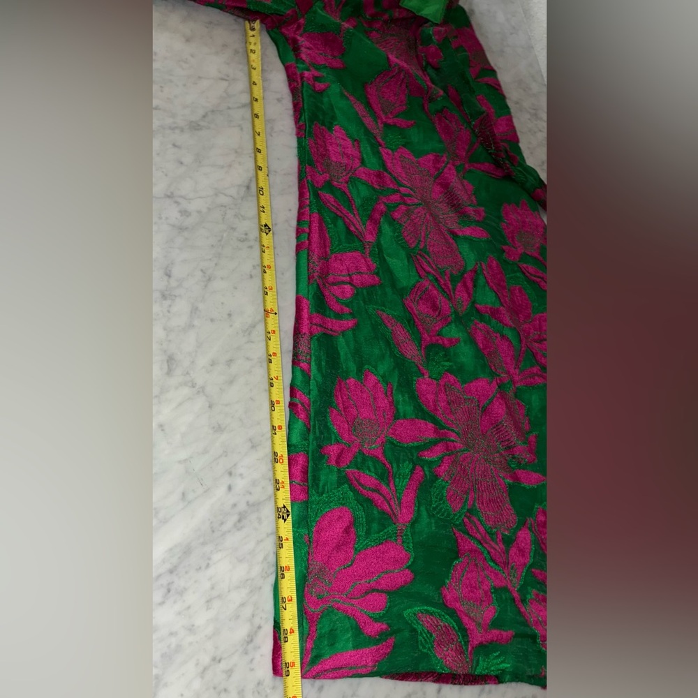Eva Franco Green Pink Floral Wide-Leg Salinger Pants NEWChemile Bloom 10 No Tag - Picture 6 of 14